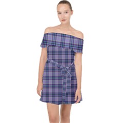 Purple Plaid Tartan 1 Off Shoulder Chiffon Dress by dressshop