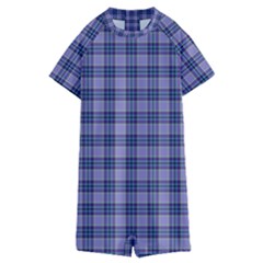 Purple Plaid Tartan 1 Kids  Boyleg Half Suit Swimwear by dressshop