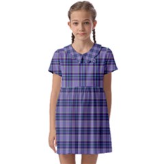 Purple Plaid Tartan 1 Kids  Asymmetric Collar Dress by dressshop