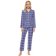 Purple Plaid Tartan 1 Womens  Long Sleeve Velvet Pocket Pajamas Set by dressshop
