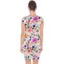 Abstract Floral Background Capsleeve Drawstring Dress  View2