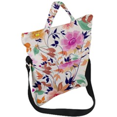 Abstract Floral Background Fold Over Handle Tote Bag by kyorashop23