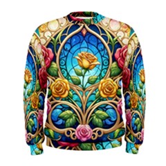 Roses Floral Stained Glass Vibrant Men s Sweatshirt by Grandong