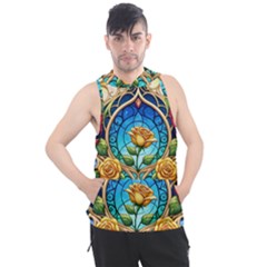 Roses Floral Stained Glass Vibrant Men s Sleeveless Hoodie by Grandong