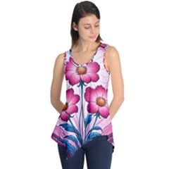 Fantasy Pink Flowers Stained Glass Sleeveless Tunic by Grandong