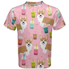 Corgi Bubble Boba Tea Pink Pattern Men s Cotton T-shirt by Salmanaz77