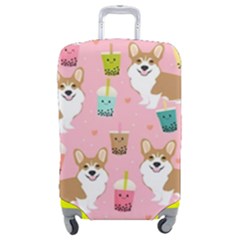 Corgi Bubble Boba Tea Pink Pattern Luggage Cover (medium) by Salmanaz77