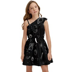 Cosmic Black Space Star Kids  One Shoulder Party Dress by Ndabl3x