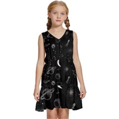 Cosmic Black Space Star Kids  Sleeveless Tiered Mini Dress by Ndabl3x