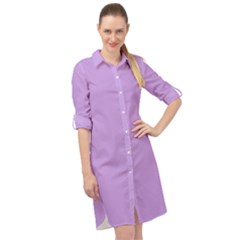 Luscious Lavender Hex #cca3e7 Long Sleeve Mini Shirt Dress by dressshop