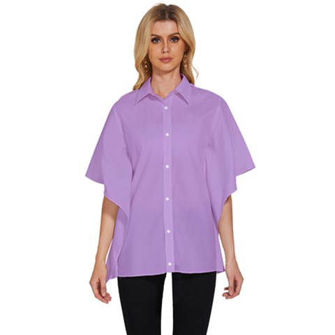 Luscious Lavender Hex #cca3e7 Women s Batwing Button Up Shirt by dressshop