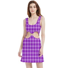 Purple Plaid Tartan 3 Velour Cutout Dress by dressshop