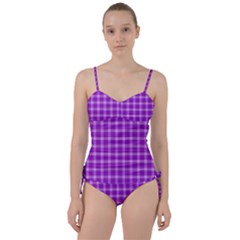 Purple Plaid Tartan 3 Sweetheart Tankini Set by dressshop