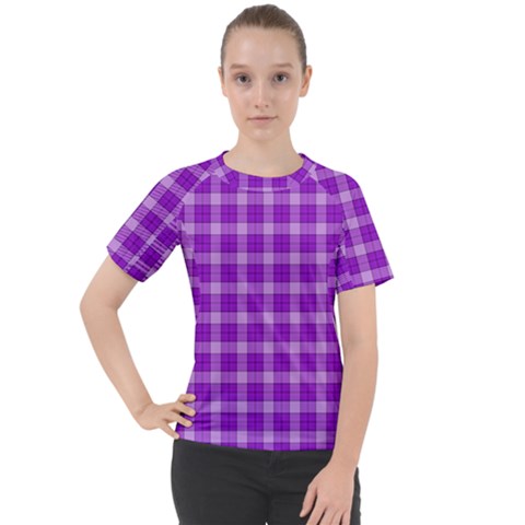 Purple Plaid Tartan 3 Women s Sport Raglan T-shirt by dressshop