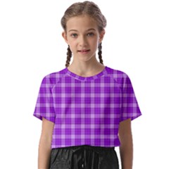 Purple Plaid Tartan 3 Kids  Basic T-shirt by dressshop