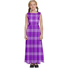 Purple Plaid Tartan 3 Kids  Satin Sleeveless Maxi Dress by dressshop