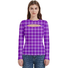 Purple Plaid Tartan 3 Women s Cut Out Long Sleeve T-shirt by dressshop