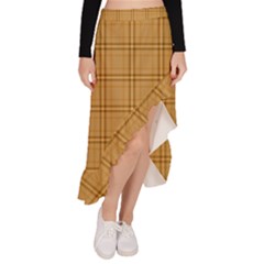 Autumn Fall Plaid Tartan 1 Asymmetrical Ruffle Hem Skirt  by dressshop