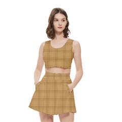 Autumn Fall Plaid Tartan 1 Women s Crop Top Pleated Skater Rave Skirt by dressshop