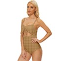 Autumn Fall Plaid Tartan 1 Knot Front One-Piece Swimsuit View2