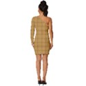 Autumn Fall Plaid Tartan 1 Long Sleeve One Shoulder Mini Dress View4