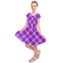 Purple Plaid Tartan 3 Diagonal (2) Kids  Short Sleeve Dress View1