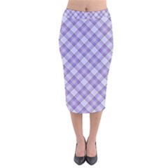 Purple Plaid Tartan 2 Diagonal Velvet Midi Pencil Skirt by dressshop