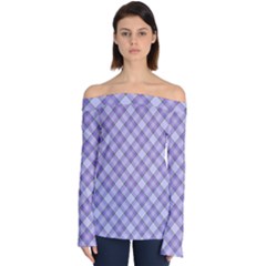 Purple Plaid Tartan 2 Diagonal Off Shoulder Long Sleeve Top by dressshop