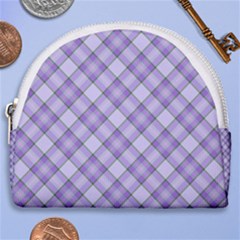 Purple Plaid Tartan 2 Diagonal Horseshoe Style Canvas Pouch by dressshop