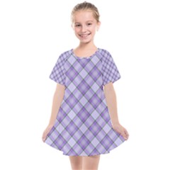 Purple Plaid Tartan 2 Diagonal Kids  Smock Dress by dressshop