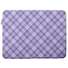 Purple Plaid Tartan 2 Diagonal 17  Vertical Laptop Sleeve Case With Pocket by dressshop