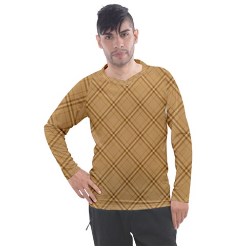 Autumn Fall Plaid Tartan 1 Diagonal Men s Pique Long Sleeve T-shirt by dressshop