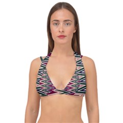 Pattern Zigzag Stripe Design Double Strap Halter Bikini Top by Maspions