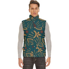 Flowers Floral Retro Flower Texture Men s High Neck Button Up Puffer Vest by Salmanaz77