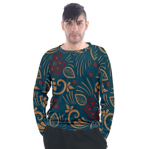 Flowers Floral Retro Flower Texture Men s Long Sleeve Raglan T-shirt by Salmanaz77