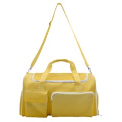 Cream Yellow To Amber Orange Linear Gradient Sports Gym Duffle Bag With Shoe Compartment by GradientsOmbre
