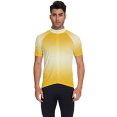 Amber Orange To Cream Yellow Bilinear Gradient Men s Short Sleeve Cycling Jersey by GradientsOmbre