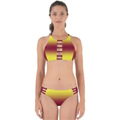 Electric Yellow To Burgundy Red Bilinear Gradient Perfectly Cut Out Bikini Set by GradientsOmbre