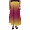 Electric Yellow To Burgundy Red Bilinear Gradient Flared Maxi Skirt View1