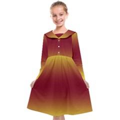 Electric Yellow To Burgundy Red Bilinear Gradient Kids  Midi Sailor Dress by GradientsOmbre