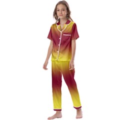 Electric Yellow To Burgundy Red Bilinear Gradient Kids  Satin Short Sleeve Pajamas Set by GradientsOmbre
