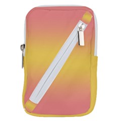 Coral Pink To Electric Yellow Bilinear Gradient Belt Pouch Bag (large) by GradientsOmbre