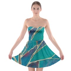 Aqua Batik, Abstract, Colorful Strapless Bra Top Dress by kyorashop23