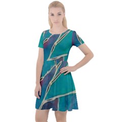 Aqua Batik, Abstract, Colorful Cap Sleeve Velour Dress  by kyorashop23