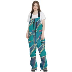 Aqua Batik, Abstract, Colorful Women s Front Zip Ski And Snowboard Bib Pants by kyorashop23
