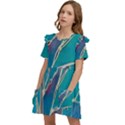 Aqua Batik, Abstract, Colorful Kids  Frilly Sleeves Pocket Dress View3