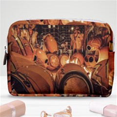 Candombe Drums Being Tempered, Montevideo, Uruguay Make Up Pouch (medium) by dflcprintsclothing