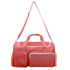 Pink Lace To Scarlet Red Linear Gradient Sports Gym Duffle Bag With Shoe Compartment by GradientsOmbre