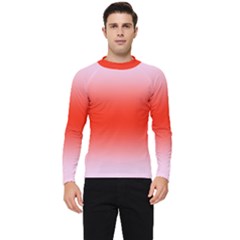 Pink Lace To Scarlet Red Bilinear Gradient Men s Long Sleeve Rash Guard by GradientsOmbre