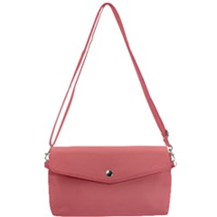Burgundy Red To Coral Pink Bilinear Gradient Removable Strap Clutch Bag by GradientsOmbre